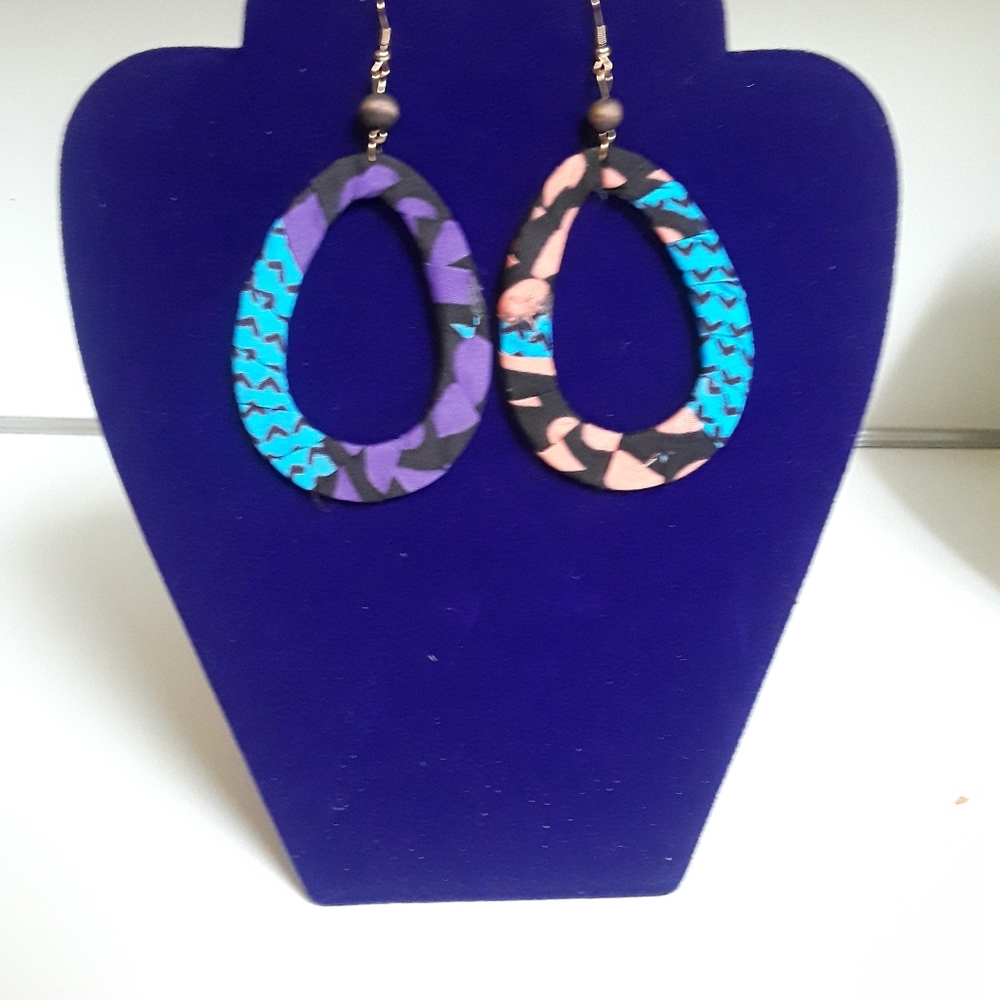 Traditional print fabric earrings